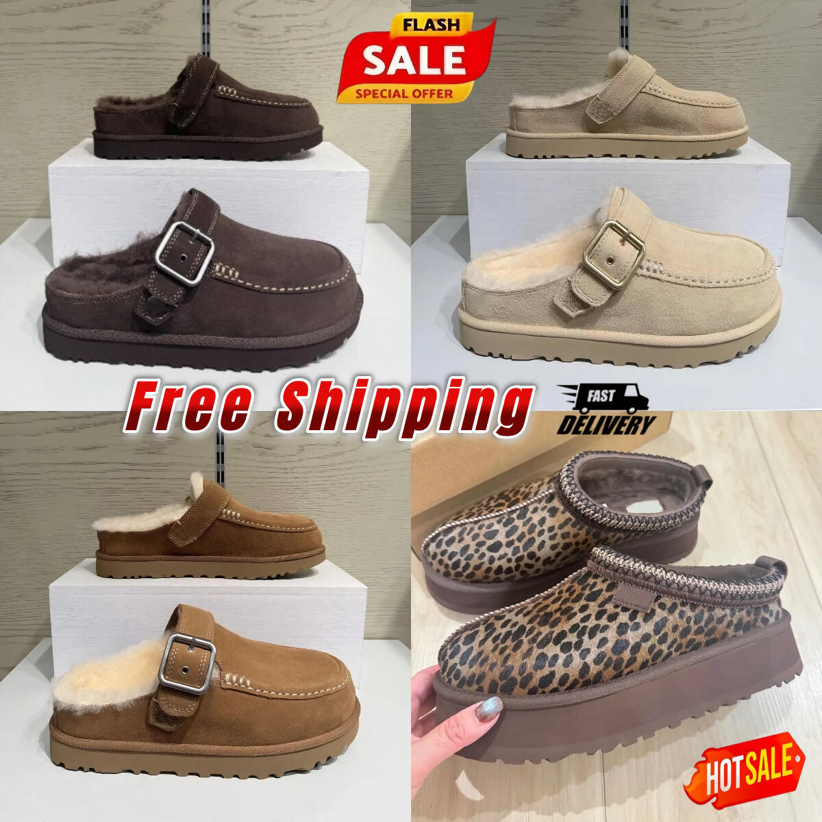 Free Shipping Designer Goldenstar Evelina Clog Slippers Clogs Hi Slides Dad Sandal Golden star Beach Women Men Tazz Tasman Fall Driftwood Chestnu