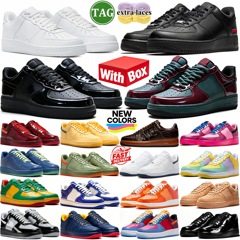 With Box Designer Sneakers Men Women 1s Low Running Shoes Luxury Walking Trainers Triple White Black Navy