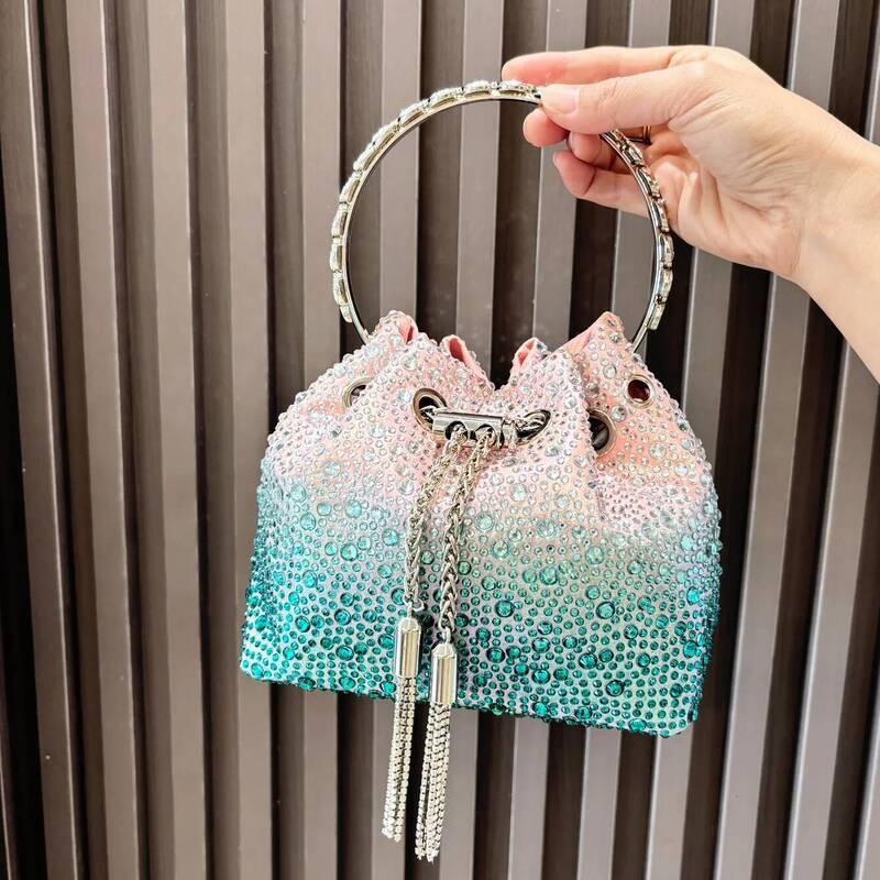 Handle Rhinestones Evening clutch Bag Purses and handbag luxury Designer shoulder Shiny Crystal Clutch purse bucket bag fd 2b