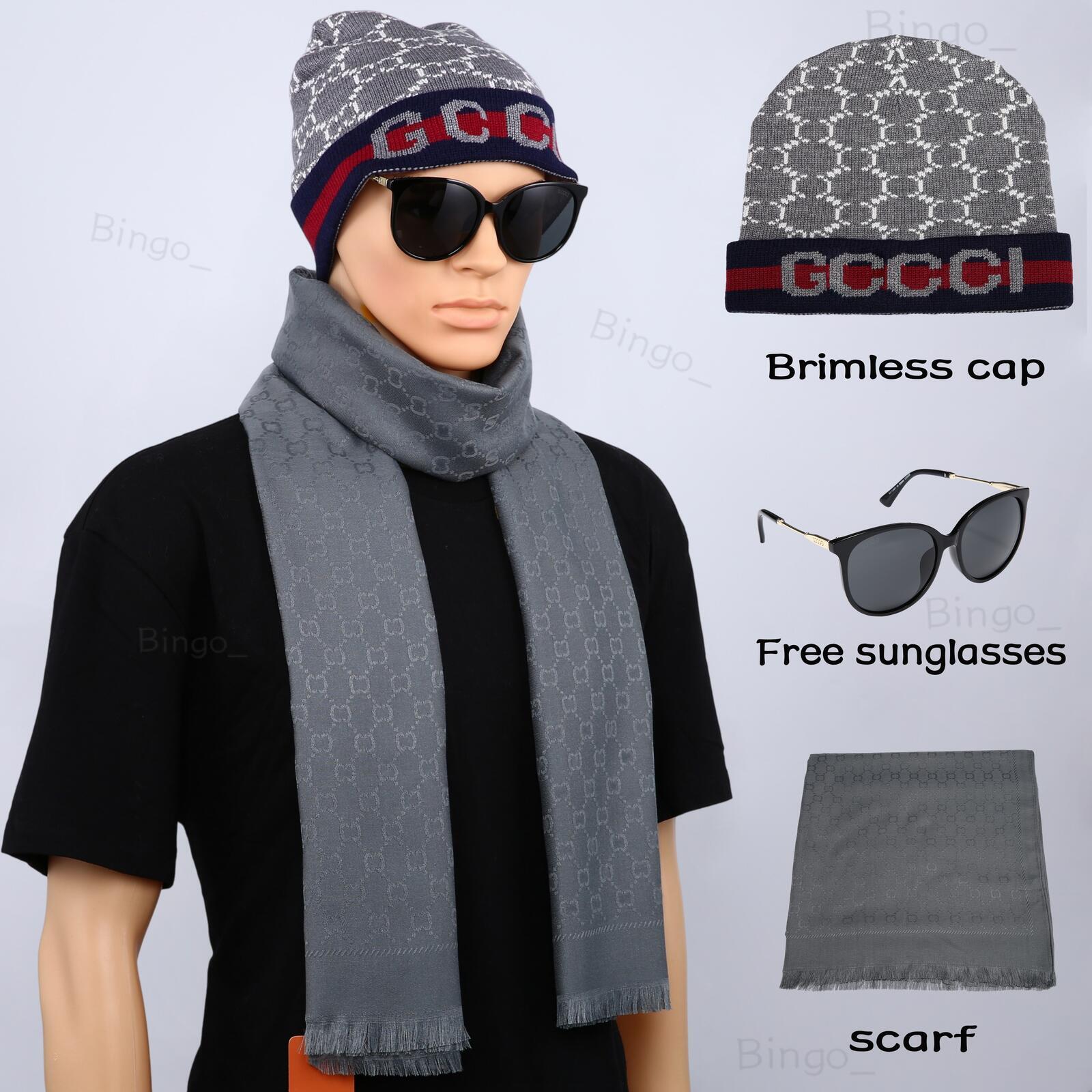 Conjunto de tres piezas de gorro de punto con estampado geométrico de letras clásicas y bufanda con flecos Paquete de accesorios de moda estilo ojo