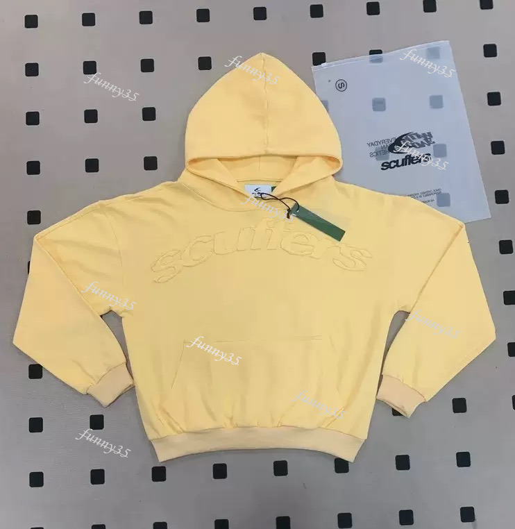 Scuffer Hoodie Cotton Men Designer Scuffee Hoodie Full Zip Hoodie With Front Yellow Big Suffers Letter Print Vintage Washed Heavy French Terry Hip H
