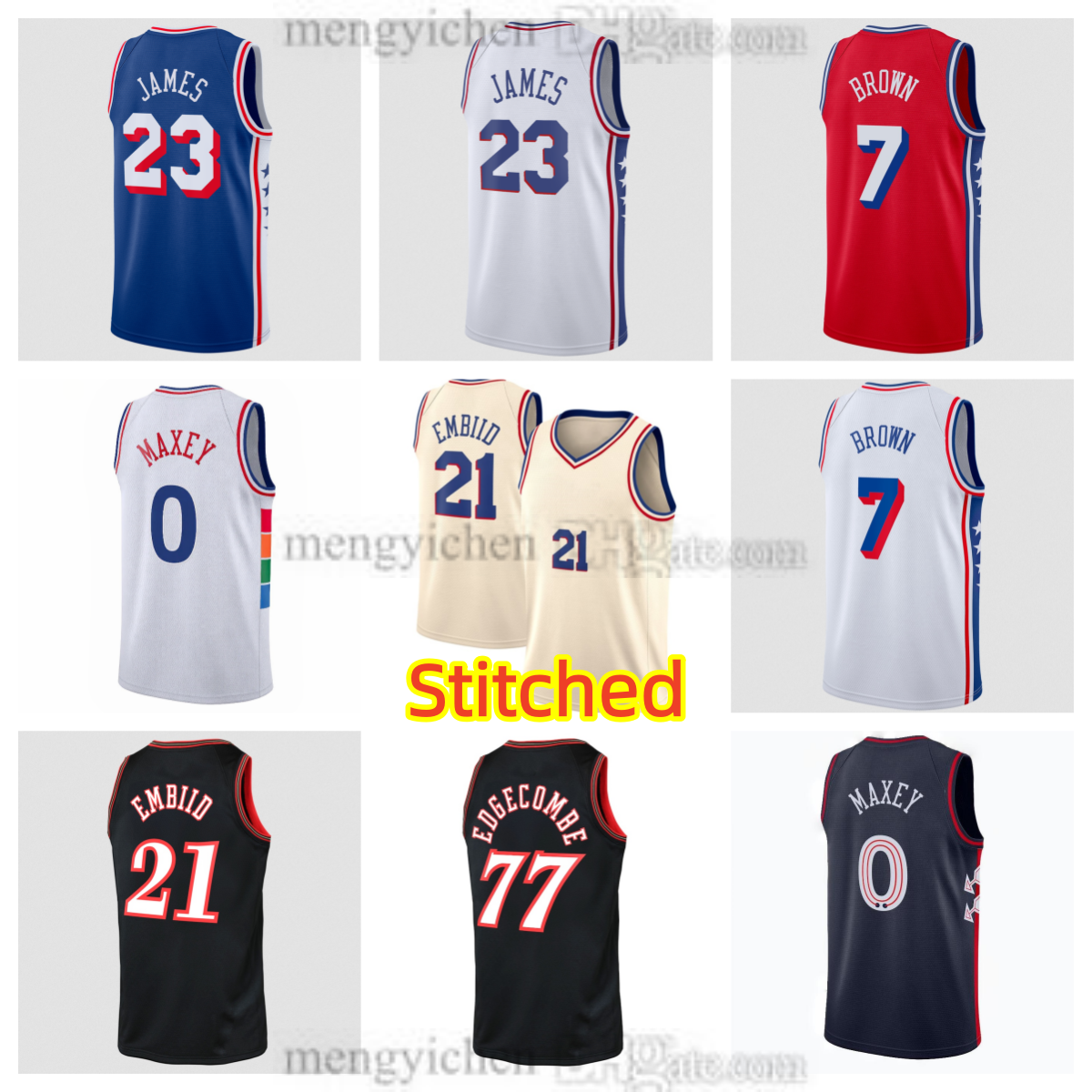 Stitched Men's 2026 City Basketball 23 LeBron James Jerseys 7 Jaylen Brown 77 VJ Edgecombe Joel 21 Embiid Tyrese 0 Maxey 00 Labaron Philon Jr A