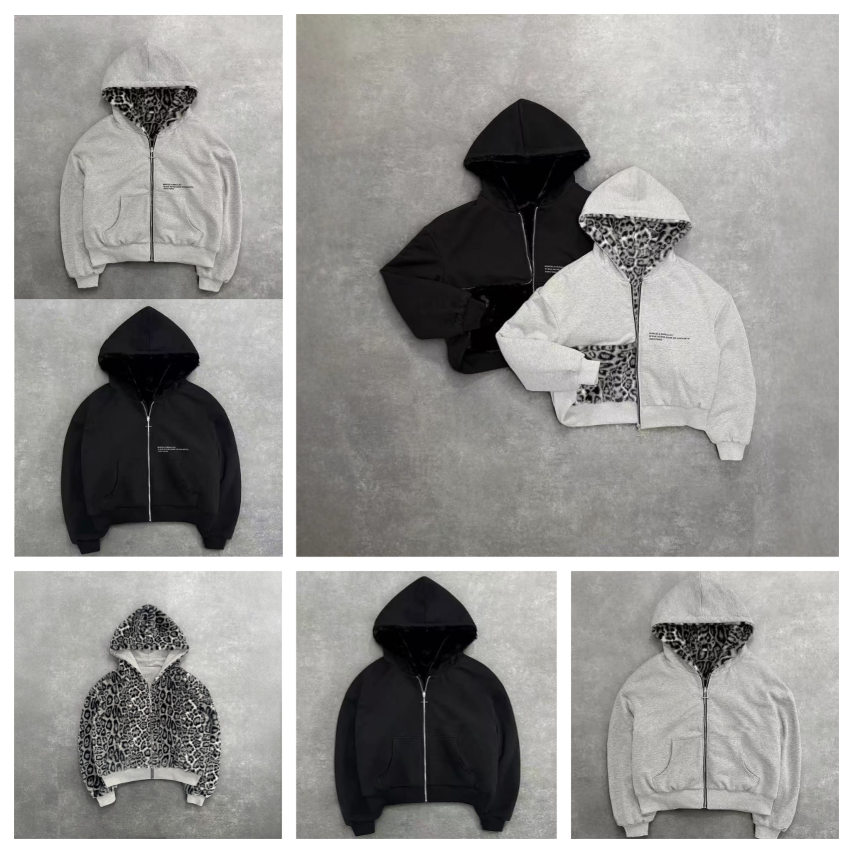 Men's Hoodies Leopard Double-sided Clothing Men Jacket In Autumn And Winter Original Kuaku Retro Y2K Stylish Loose Zipper Hoodie Street Casual