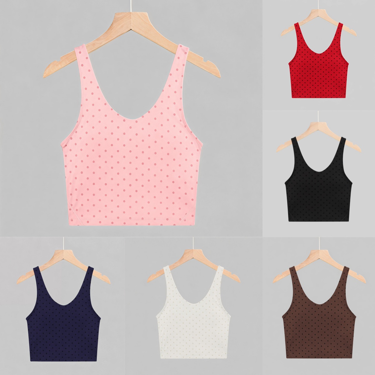 L6622 Womens Spotted U-Shaped Vest Underwear Shockproof and Gathering Yoga Bra with Nude Feel Fitness Top Gym Clothes Women Support Vests