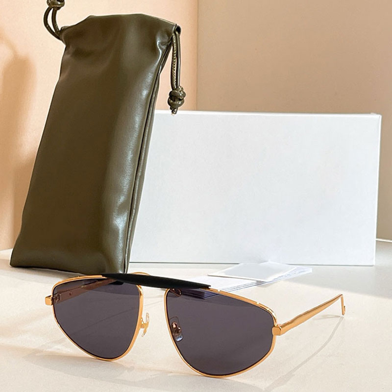 Lady Fashion Brand Metal Spoiler Pilot Sunglasses Designer New Metal Butterfly Frame Gold Lens Classic Fashion Party Sunglasses With Box LW1735