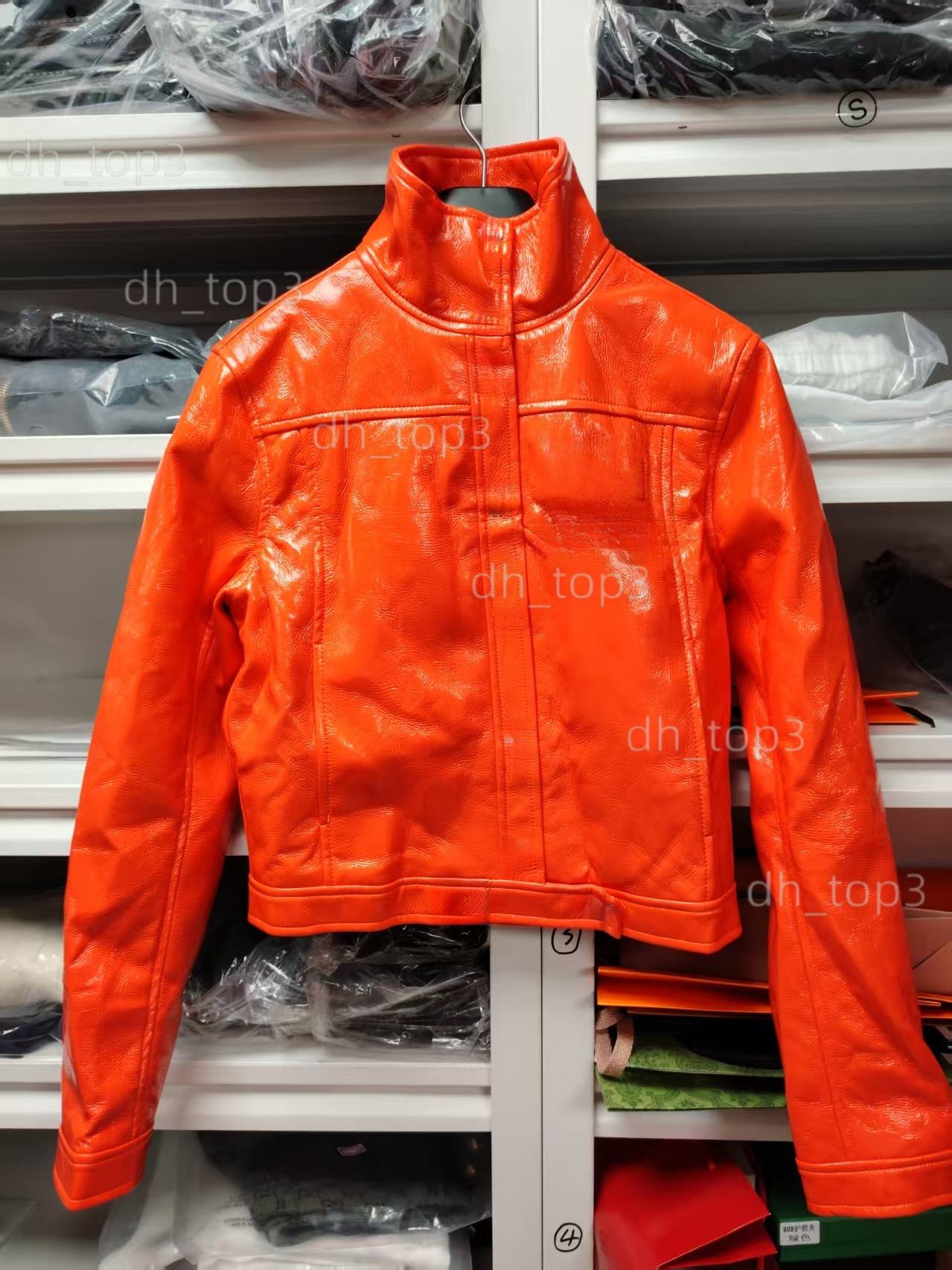 2026 Summer Fashions Designer courregedss Shirt Jacket High Quality Patent Leather Shiny Jacket Trendy Shiny Slim Fit Long Sleeved Jacket cour skirt