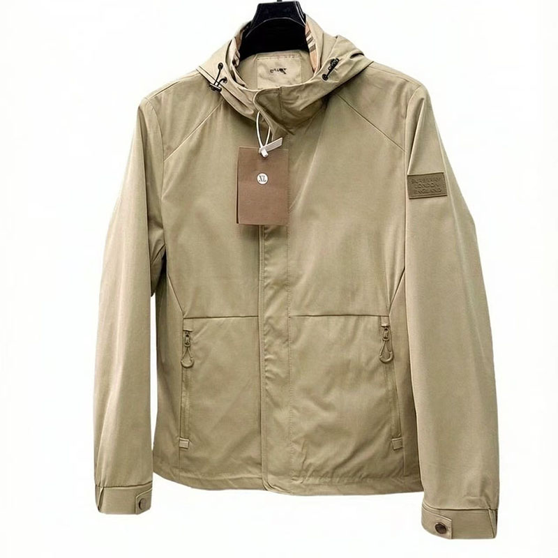 26ss Men's designer hooded jacket, luxurious windproof coat, classic British style, high-quality men's outerwear