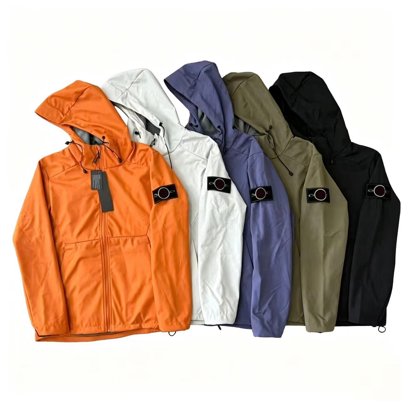 Designer Stones Veste Compass Patch Manches Zipper Manteau Coupe-Vent Cordon Capuche Casual Coupe-Vent Vêtements D'extérieur pour hommes femmes