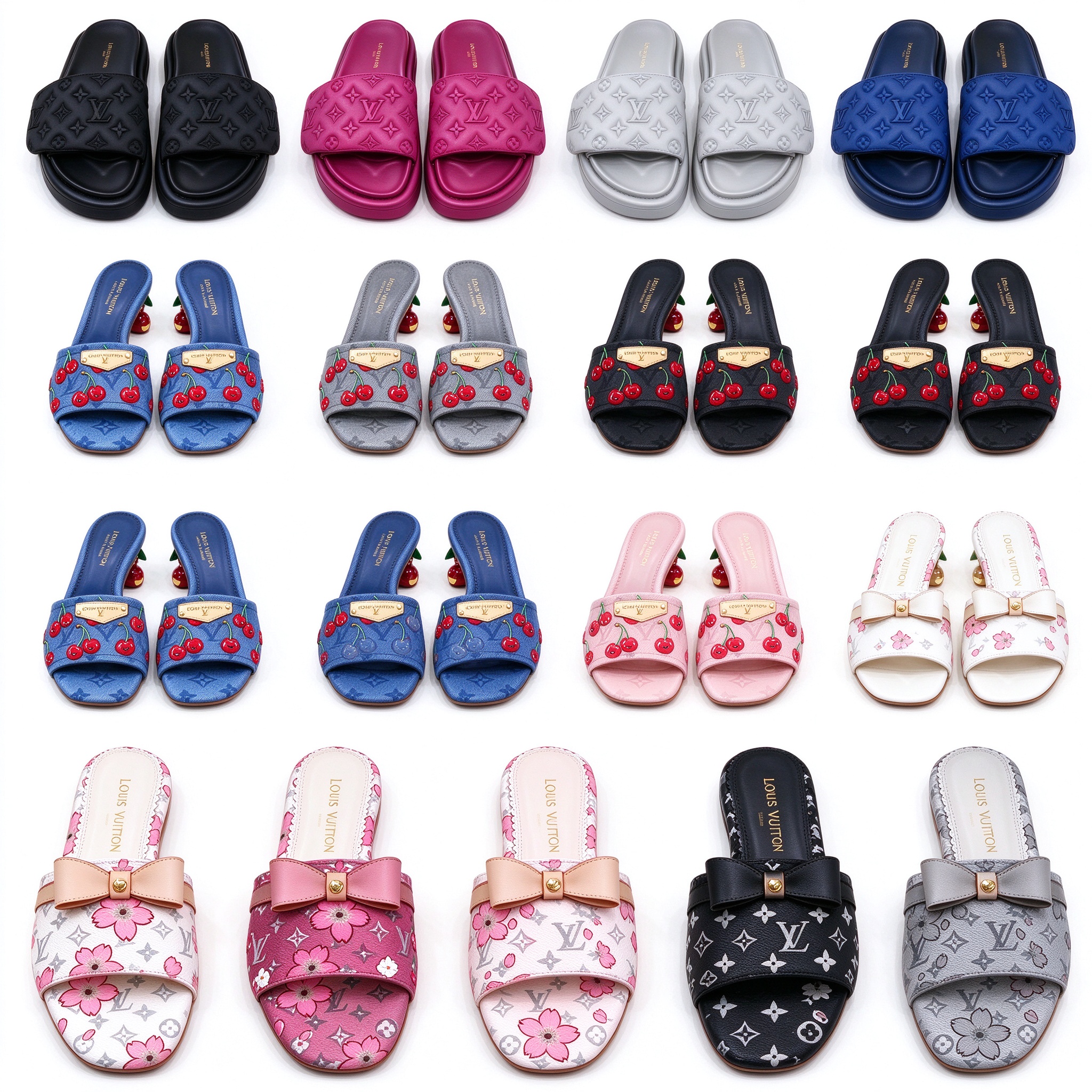 Designer Sliders Women Men Pool Pillow slippers Flat Comfort Mules Slides Fashion Classic Prints Emed Summer Sandals Black Grey vintage
