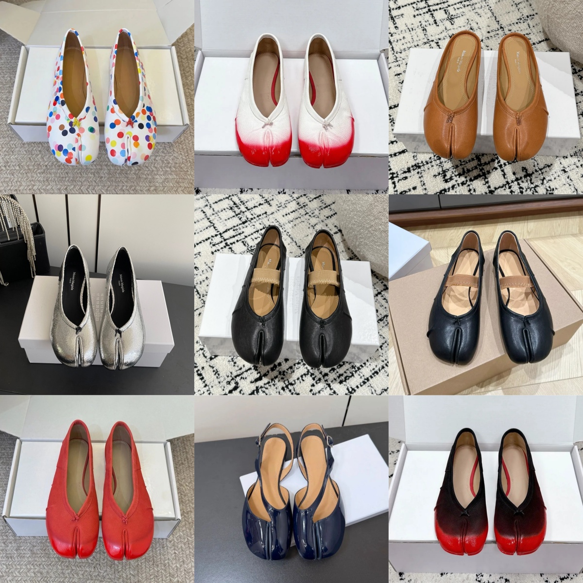 TOP Designer Luxury tabi point toe split flat flop shoe heel loafer ballet ballerina lady womens shoes mary jane penny loafer mule suede leather ita