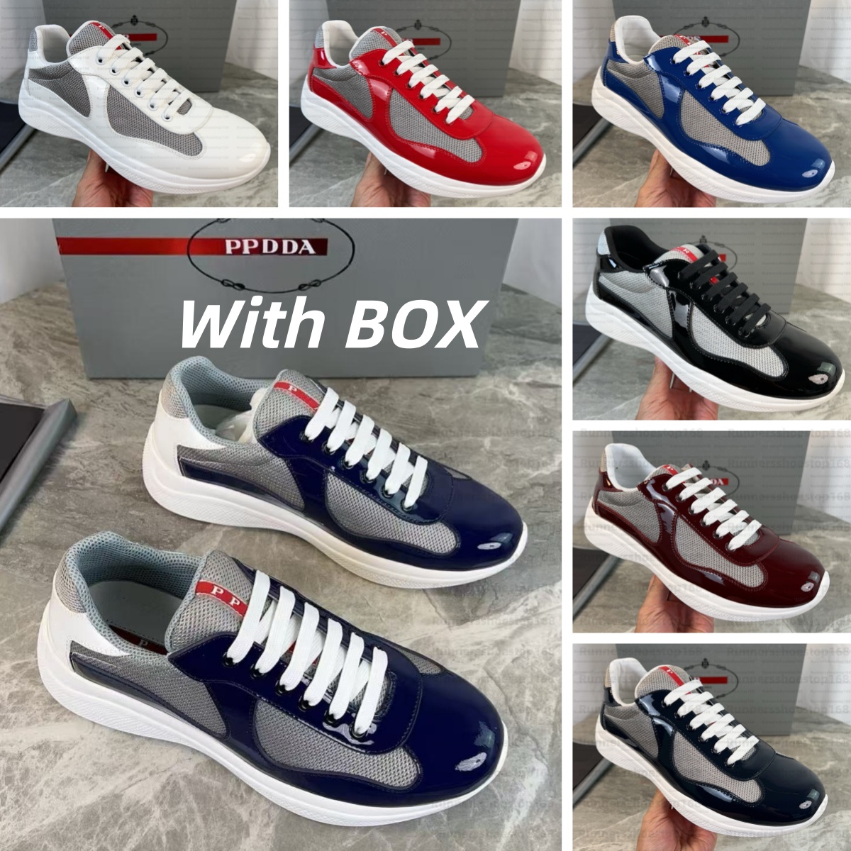 With box designer shoes Americas Cup shoes womens mens shoes sneakers running shoes trainers Outdoor shoes flat red shoes out of office sneaker Mesh