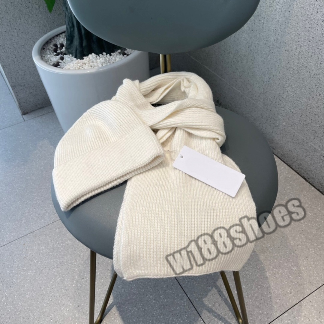 2Pcs Cashmere Rabbit Fur Blend Hat Scarf Set Warm for Autumn Winter Hat