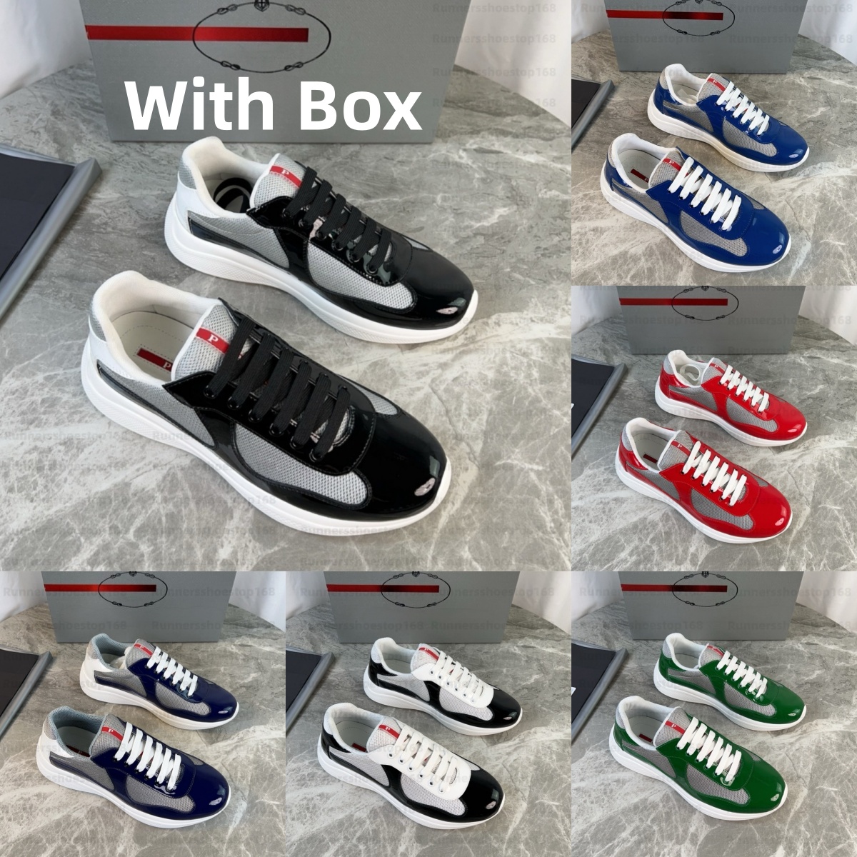 Haute qualité Americas Cups Baskets en cuir Chaussures de créateurs Mans Chaussures Low Top Hommes Femmes Baskets de luxe Baskets en tissu en cao