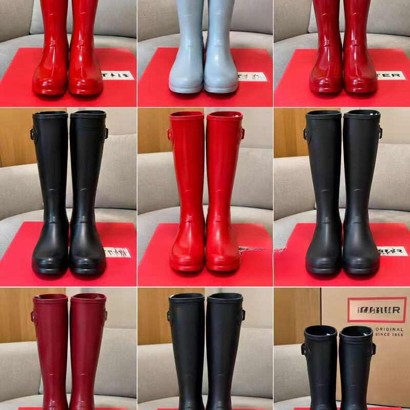 Designer Winter Hunter Women Men Deigner Rain Boot Luxury Wellie High Quality Anti Slip Rubber Wellington Boot Black Shoe Cool Rainboot Red Martin K