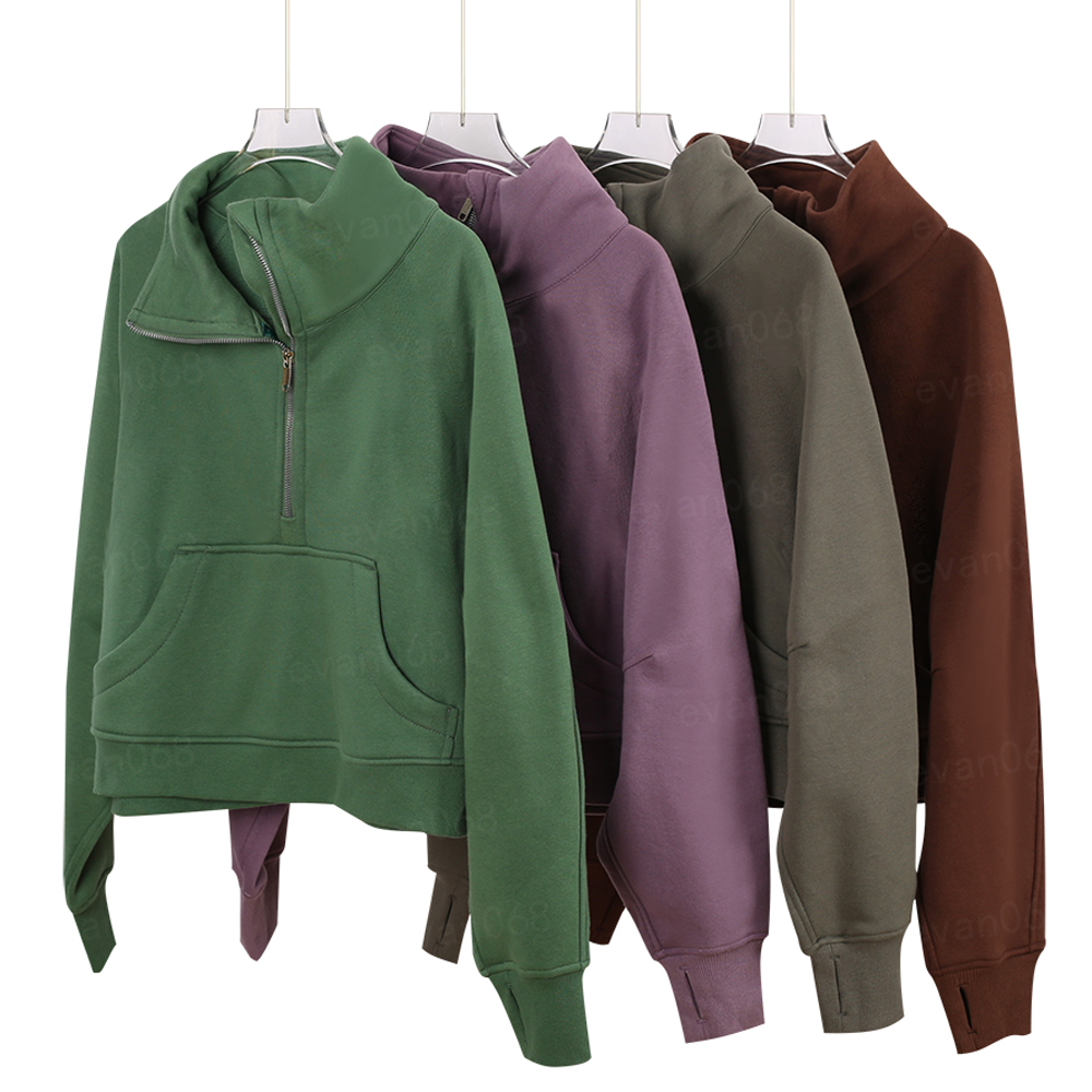 Womens Hoodie Yoga Designer Hooded Half Zip Sweatshirt Gym Sportswear Outdoor Sports Jogging Hoody Thick Long-Sleeved Full Zip Shaping Waist Jackets