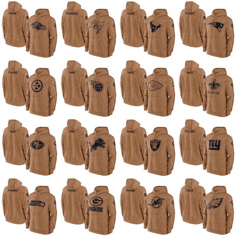 2023 Brown Salute To Service Pullover Football Hoodie Jersey individuation Custom Any Name Number Sweatshirts S-XXXL Mens Womens Youth 888