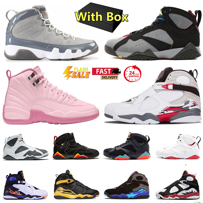 Chaussures de basket-ball 7 7s 8 8s 9 9s 12 12s Melo Cool Grey Bugs Bunny Designer Chaussure Hommes Femmes Sport Baskets Gunsmoke Bordeaux Cuir B