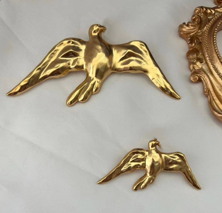 Designer Good Quality Real 18K Gold Plated CZ Schiaparelli Dove Of Peace Brooch Hiphop Rock Punk Accessories Jewelry SCHB065B013
