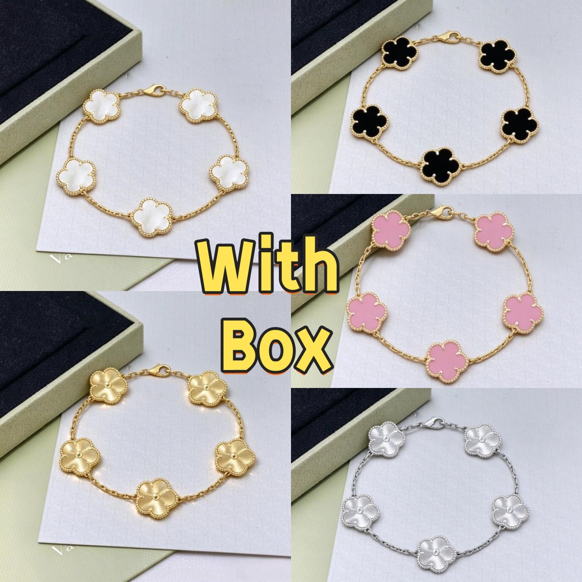 With Box Have 5 Flower Bracelet Jewelry Designers Charm Bracelets 18k Gold Alhambra Classic Designer Jewelry Red Agate Onyx Lady Clover Bracelet Wom