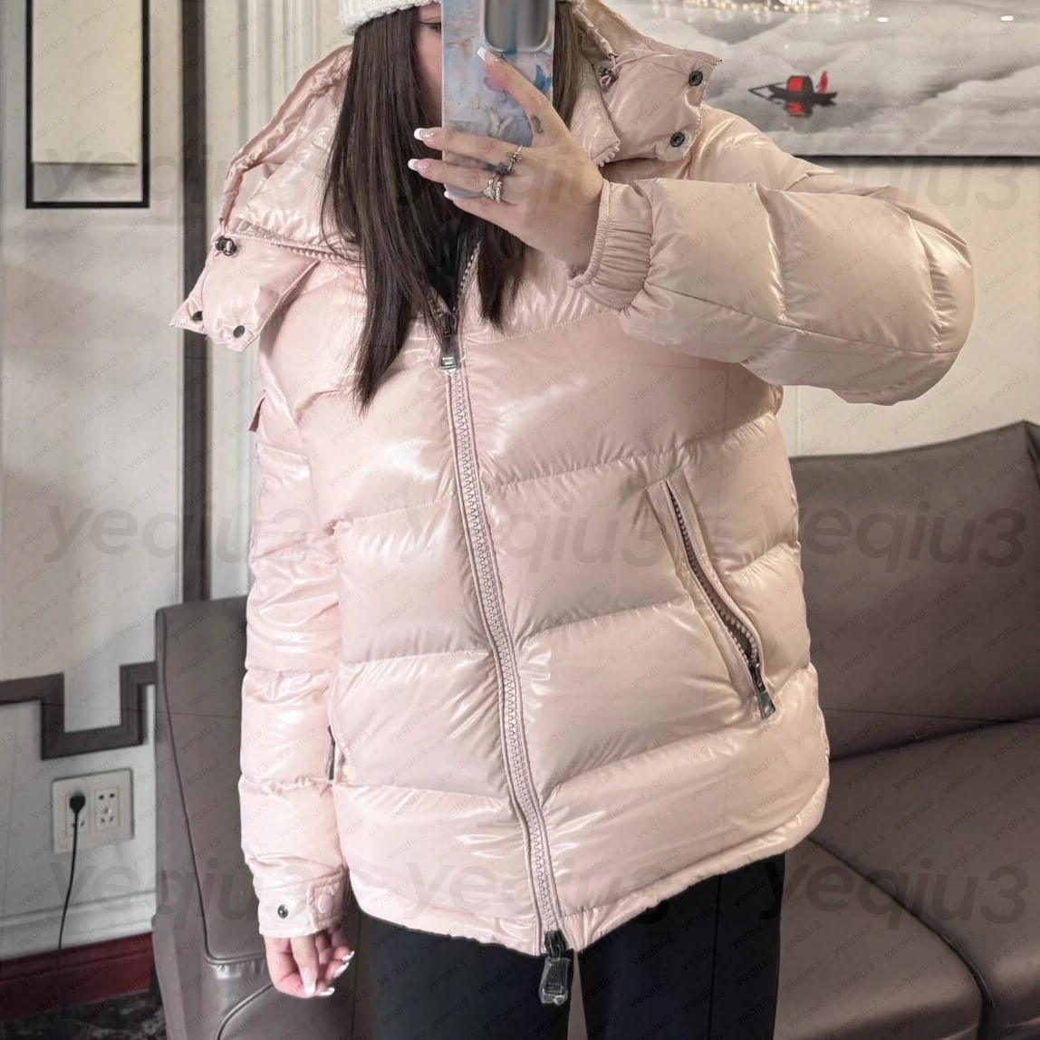 Womens Winter Puffer Jacket Hooded NFC Thick Warm Glossy Quilted Coat with Sleeve Zipper Pocket Casual Unisex Couple Outerwear