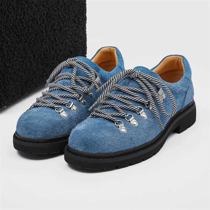 Designer Personalized Niche Trendy Men's Casual Leather Shoes Cow Suede Mens British Style Colorful Shoelaces Derby Shoe Q