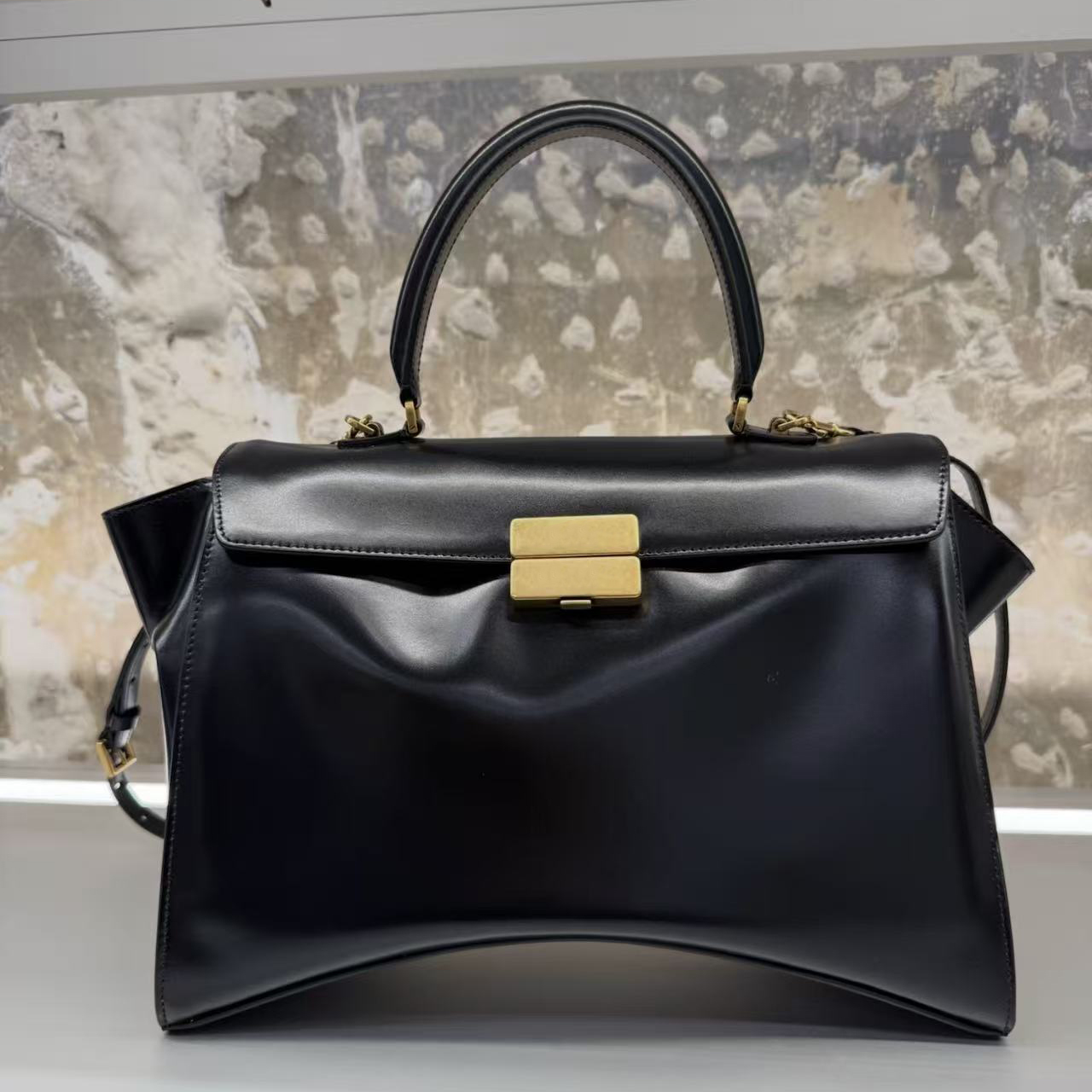 Designer Hourglass Avenue Top Handle Bag Luxury Women Shiny Box Calfskin Tote Bag Vintage Golden Hardware Shoulder Crossbody Bag Briefcase