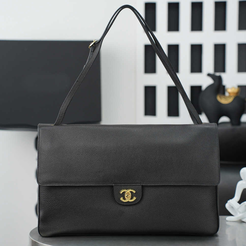 CF Vintage Airport Tote bag Litchi Cowhide Leather Maxi Flap bag sac Women Man Designer Grain shoulder bag Luxury Handbags Fashion Outdoor travel wo