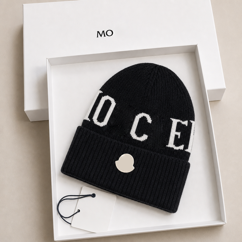 luxury designer winter warm unisex skull cap knitted fashion classic beanie street travel ski earmuffs wool hat gift box