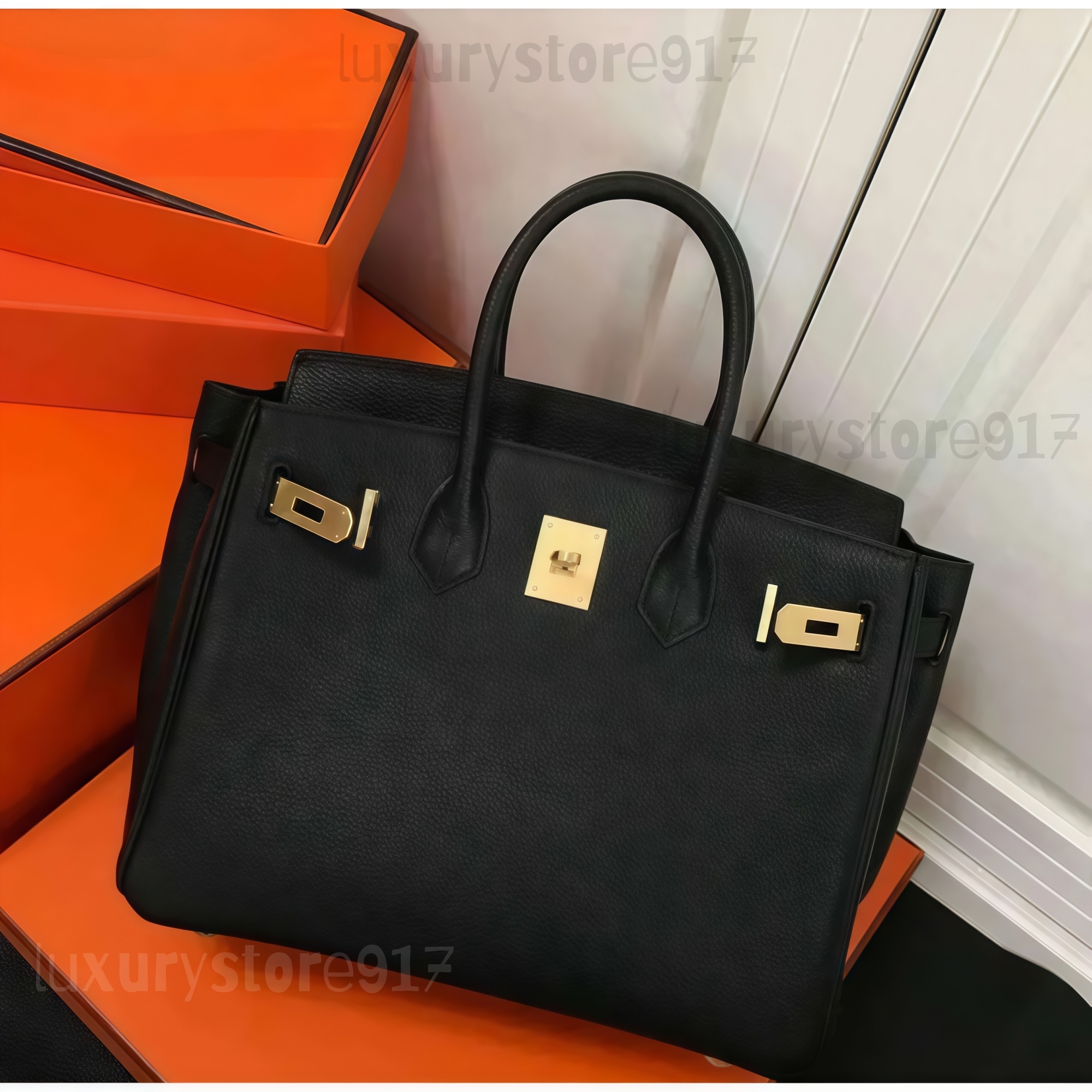 Designer bag Womens Men Brown Handbag 25cm 30cm 35cm Genuine Leather Handmade Lock Inner Zipper Pocket Fashion Shoulder Bag quality 10A