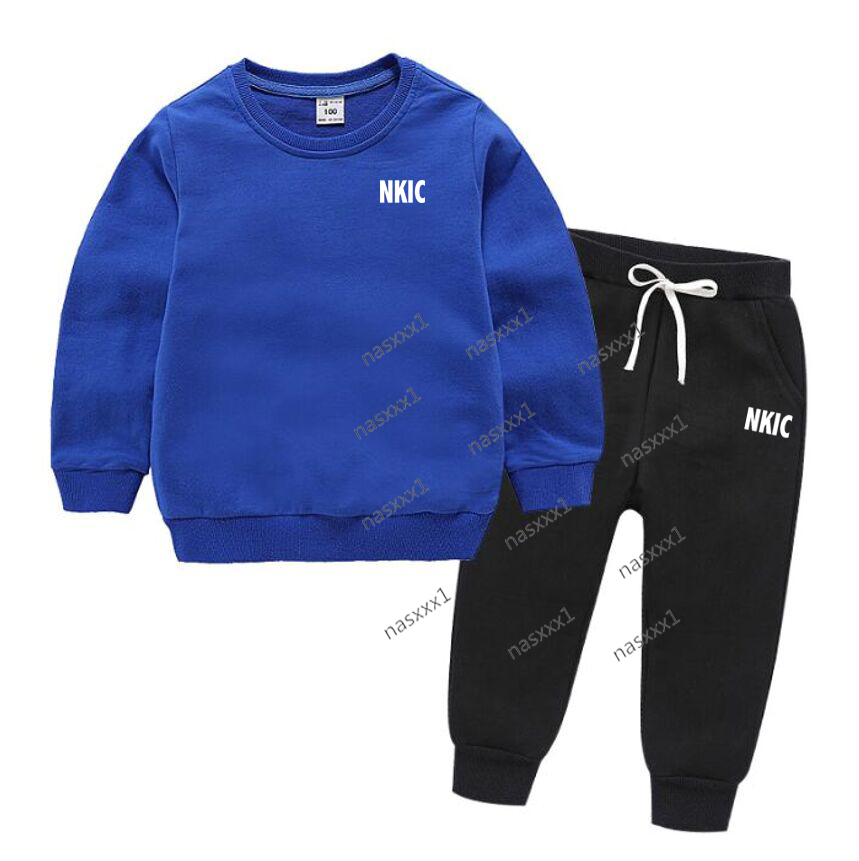 Automne enfants garçon vêtements ensemble enfant filles lettre imprimé sweats pull pantalons et haut costume à manches longues marque bleu survêt