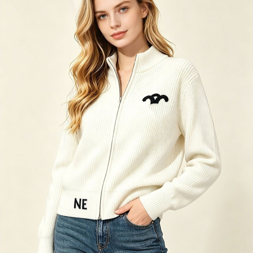 Autumn winter knit sweater women designer sweaters zipper jacket womens letter embroidery stand up collar knitted tops cardigan Sweater coat