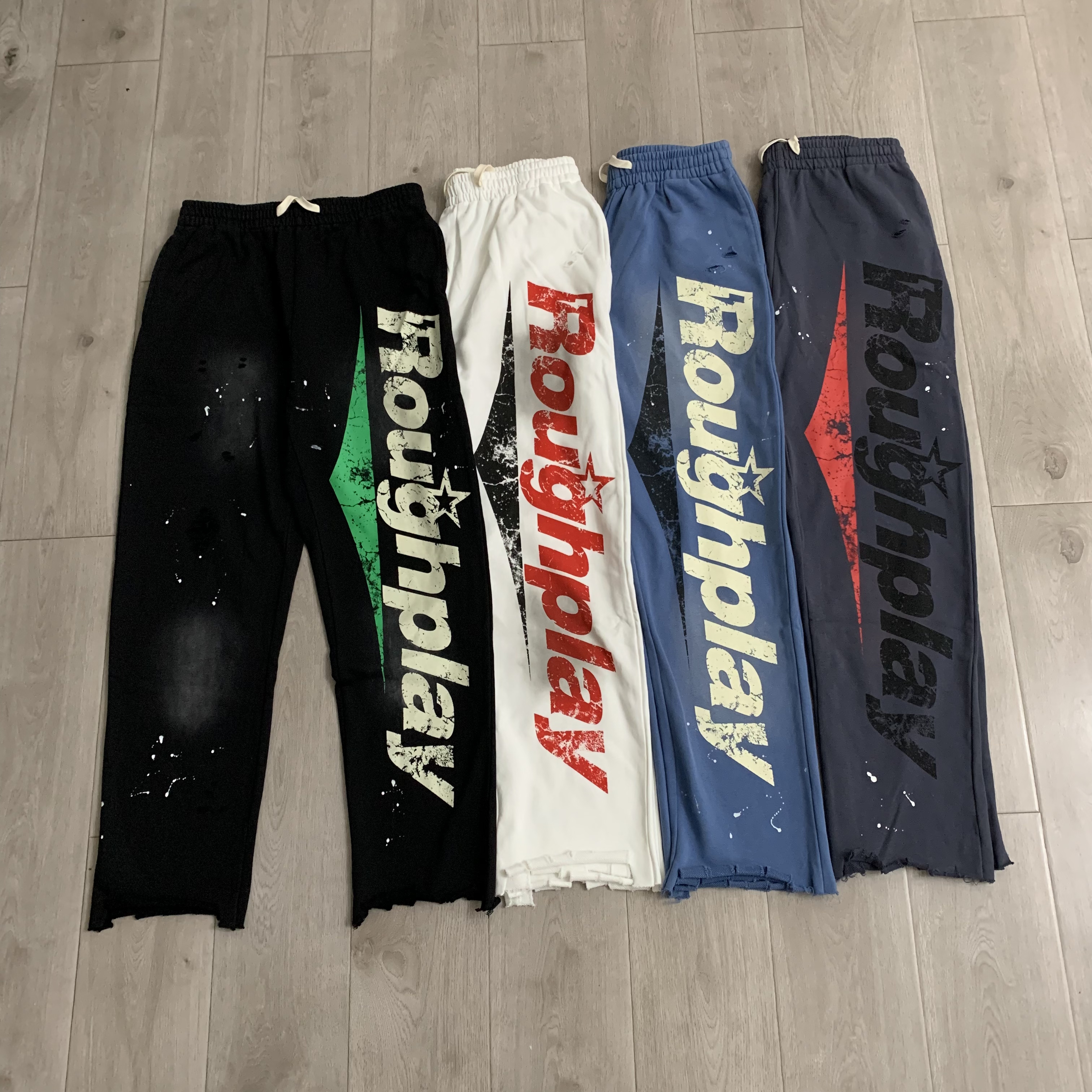 Pantalon Roughplays pour hommes pantalon de survêtement baggy mode de rue déchiré trou mode pantalon de survêtement décontracté