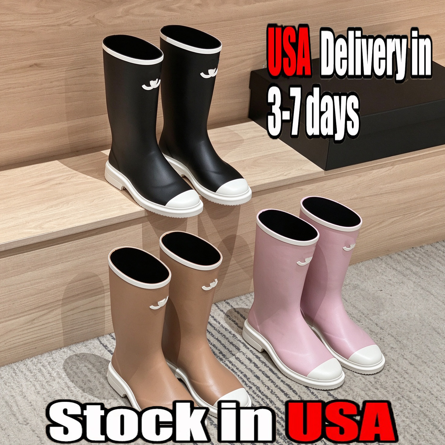 Designer New Rain Boots CC logo shoes color waterproof high boots are suitable for daily outdoor wear in autumn and winter designer shoes essential