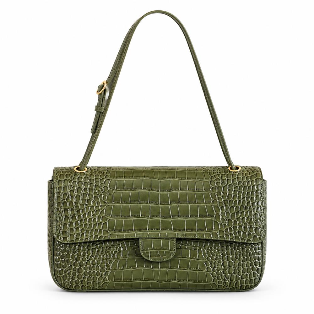 Maxi Shoulder Bag Croc Embossed Leather Flap Crossbody Purse Chic Work Travel Party Formal Top-Tier Designer New Arrival