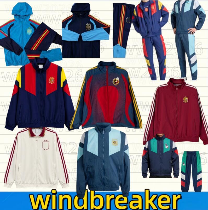 2026-2027 Spain Argentina England Windbreaker Half-Zip Jacket Adult Football Jersey 26/27 Training Tracksuit Full Sets Zip Long Sleeve Sports Kit 99