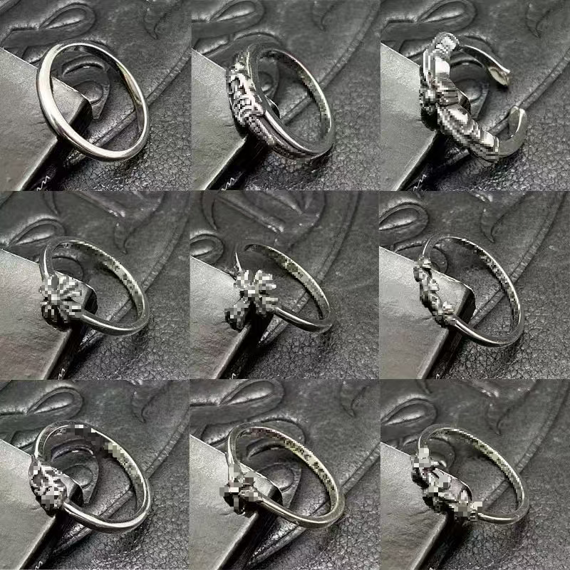 Top Quality Designer Chrome Crossrs Band Ring Vintage Luxury S925 Sterling Silver Ring Fashion Hip-Hop Thick Classic Brand Cross rings For Women Men