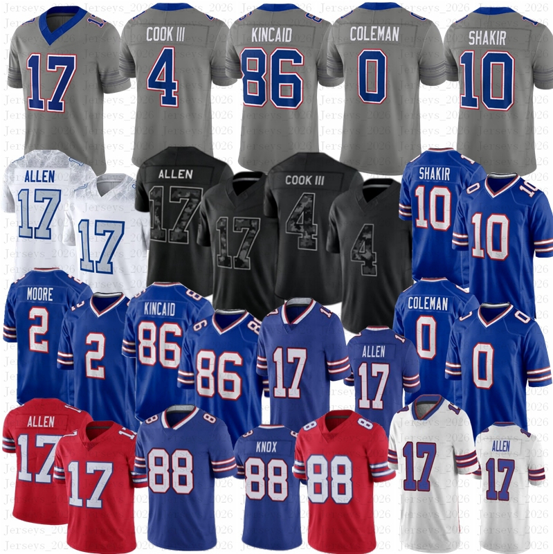New Josh Allen Jersey Keon Coleman DJ Moore Football Jerseys Kincaid Milano James Cook III Dawson Knox Khalil Shakir Dawkins Walker Rousseau Bishop