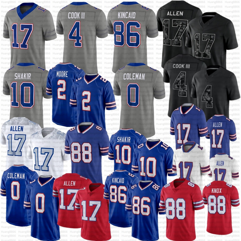 2026 New Josh Allen Keon Coleman Football Jerseys DJ Moore Hairston Dalton Kincaid Milano James Cook III Knox Shakir Dawkins Walker Rousseau Bishop