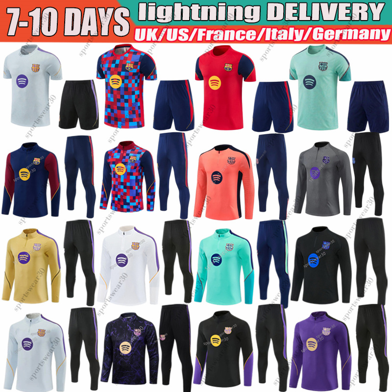 Survêtements de Barcelone 27 26 25 26 24 23 22 YAMAL PEDRI RAPHINHA Entraînement rétro pour hommes enfants demi-pull Barcelone survêtement de foo