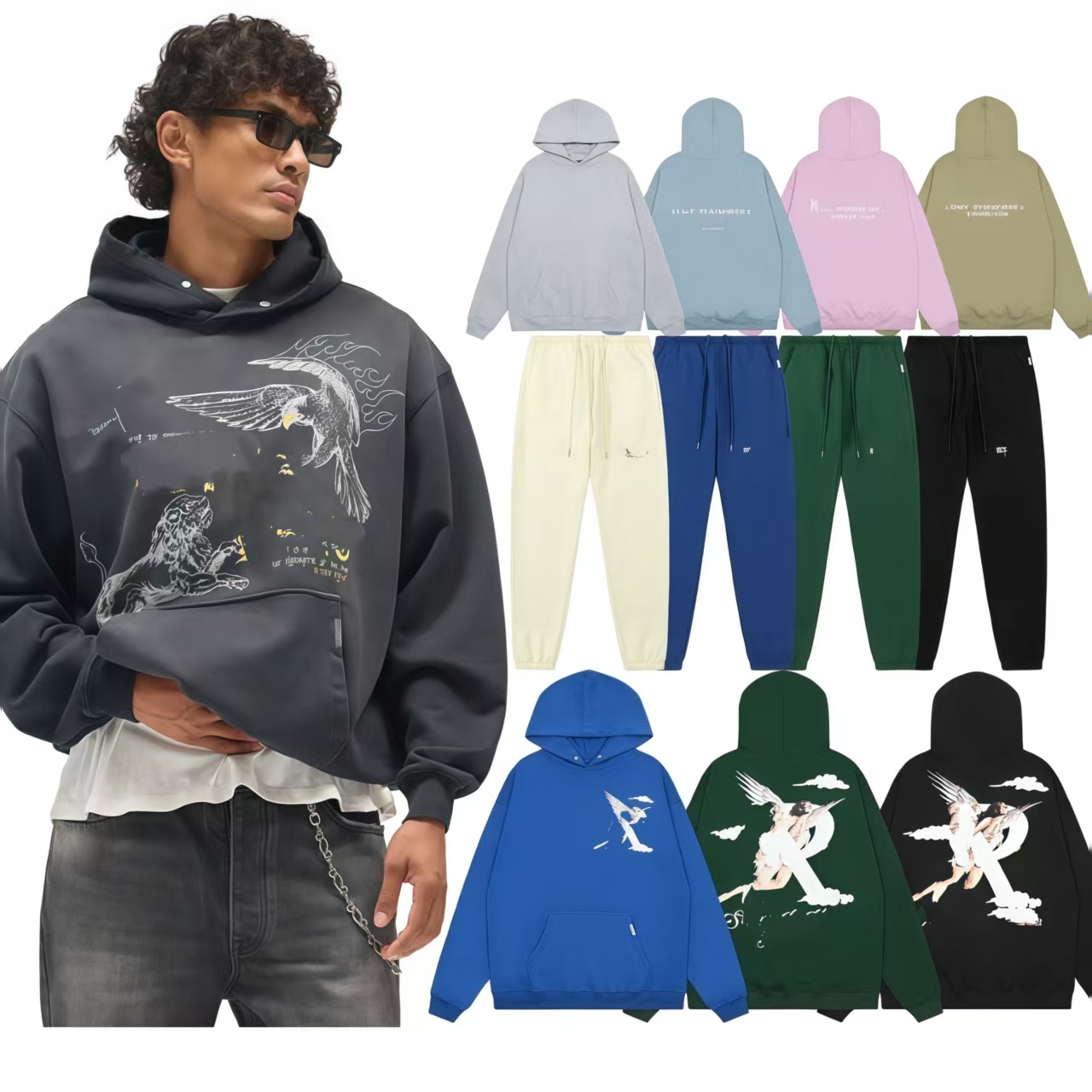RepHoodie Designer Sweats à capuche pantalons Marque de luxe de haute qualité Casual Hip Hop à la mode Premium Street Wear Trendy Graphic Print V