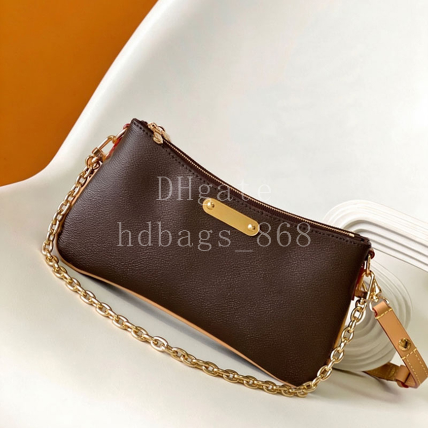 Master quality Designer Wallet On Chain Liv Pochette Luxury Shoulder Bags Genuine Leather Handbags Chain bag 24.5cm With Box LL01A