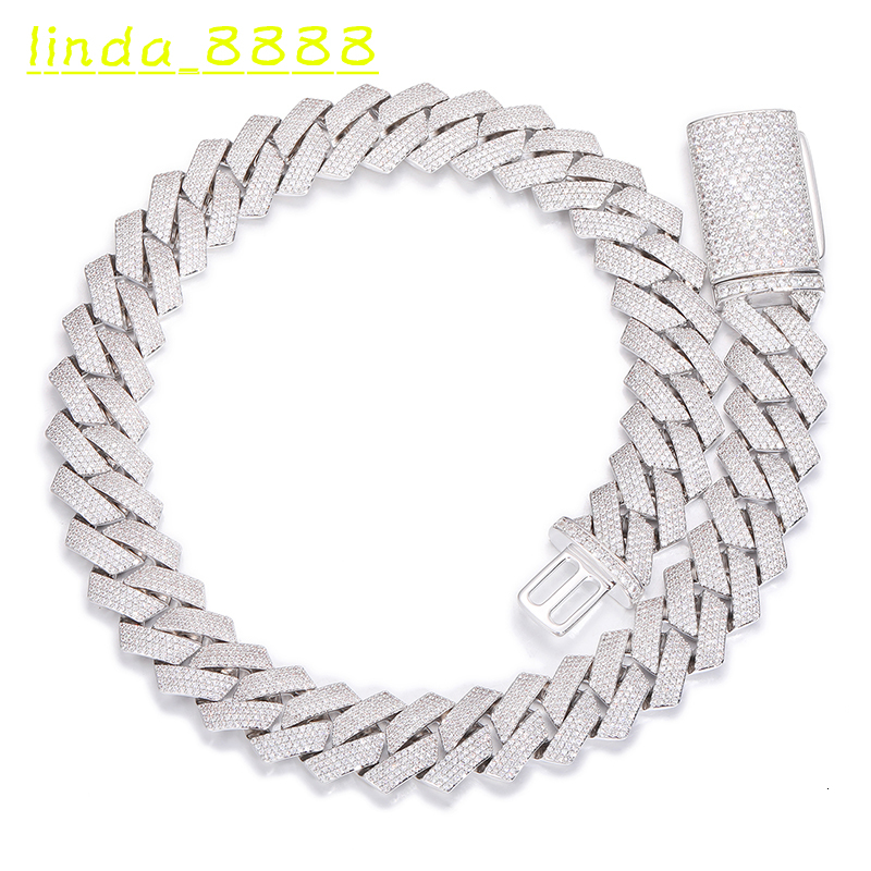 Wholesale Fashionable Hip-hop Jewelry. 20mm 18K Gold-plated Copper MoissaniteVVSia 4 Rows. Cool and Dazzling. Cuban Chain Necklace.
