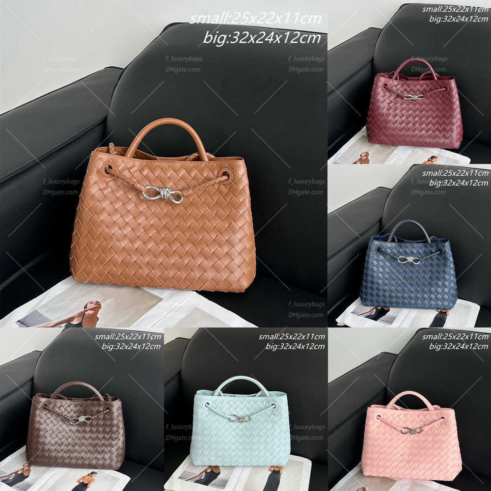 High quality silver buckle Real leather Andiamo Handbag Luxury Designer andiamo bag Chocolate Brown Tote Bag Crossbody bv bags sheepskin work interw