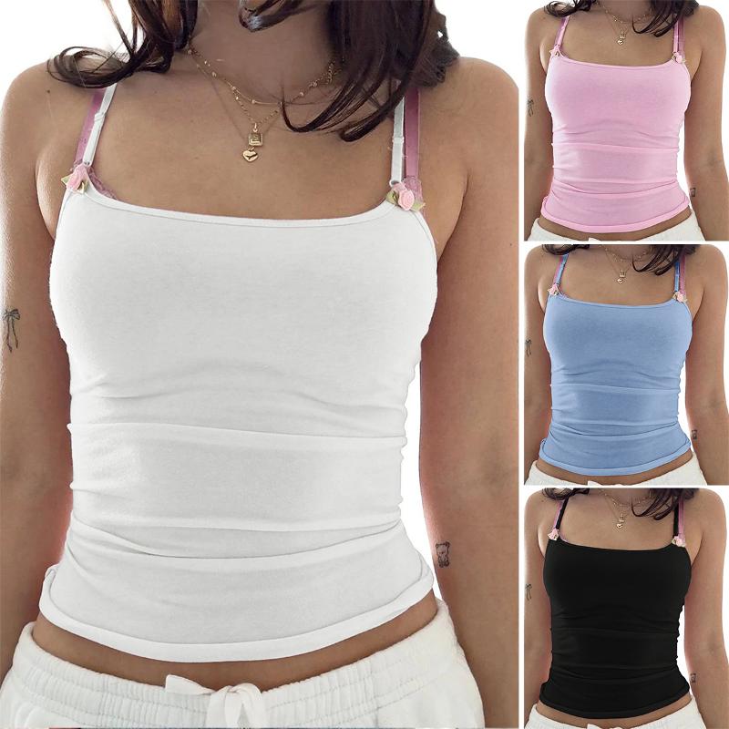Camisole en tricot uni pour femmes, haut Sexy, sans manches, coupe cintrée, Double sangle, Streetwear, best-seller de styliste, Y2K, printemps ét