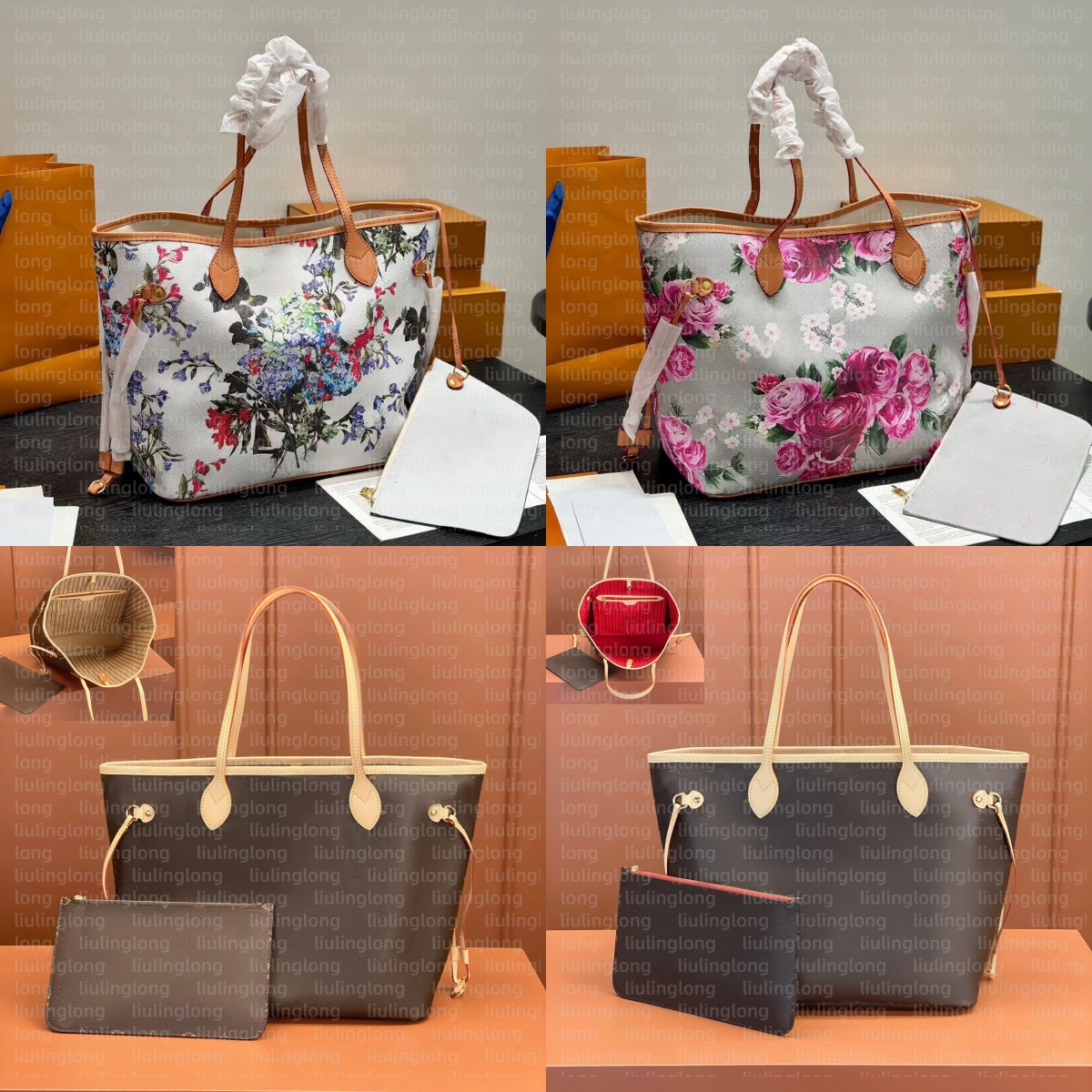 New Designer Bag Women Tote Bag Leather Totes Casual Shopping Bag Totes Shoulder Bag Womens Letter Flower Travel Bag Luxury Designer Zipper Black Fl