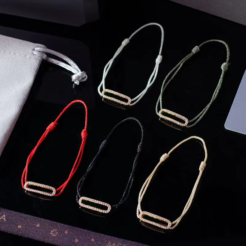 Bracelet en corde M de marque, bijoux de luxe, pendentif en diamant, Bracelet à breloques de styliste de haute qualité pour femmes