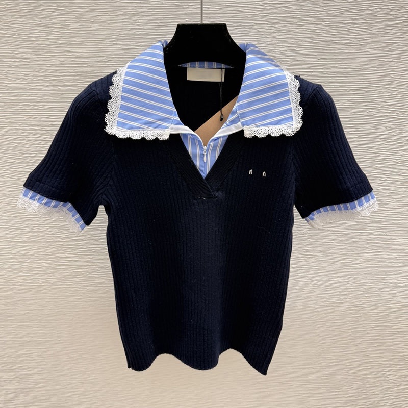 Designer Doll Revers Tricoté Pull Pull De Luxe Femmes Preppy Style Tricot Jumpers Summer Resort Vacances Anniversaire Tricots Chandails