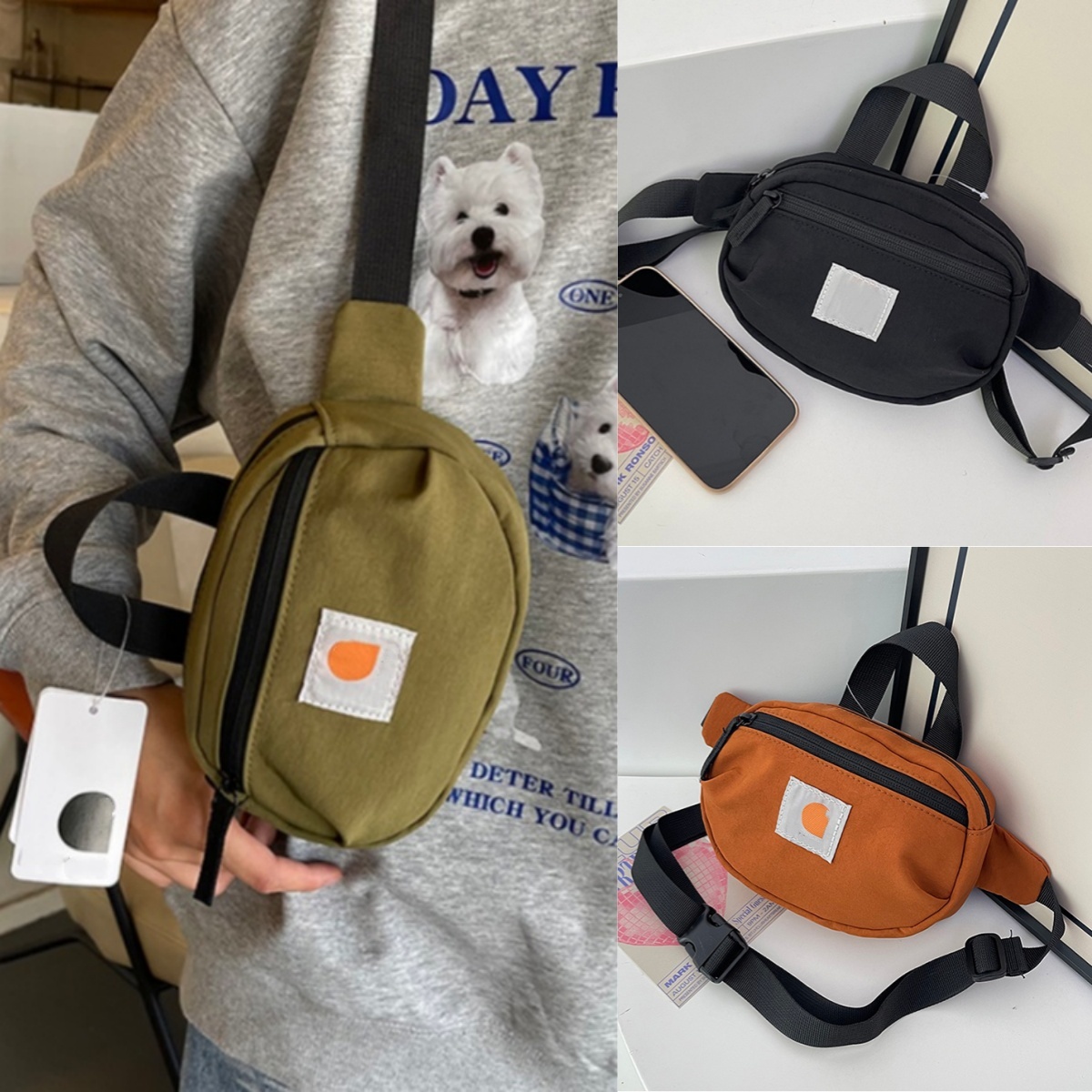 Sac à bandoulière en nylon imperméable Sacs à breloques Mini sac de taille polyvalent avec bandoulière unique Mini sac de taille multifonctionnel
