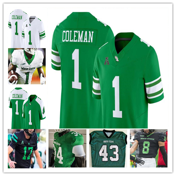 Tayven Jackson North Texas UNT Mean Green Football Jersey Jahiem White Brendon Haygood Justin Stevenson Corri Milliner Josiah Martin Max Reese CJ Co
