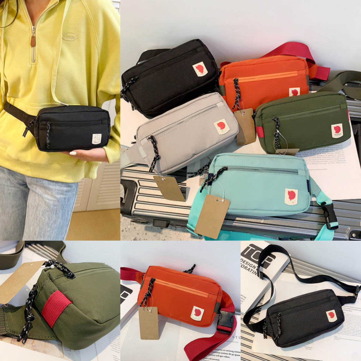 Fox Sac à bandoulière étanche pour cyclisme en plein air, élégant, portable, rangement de sport, sac de taille, sacs à breloques pour hommes et f